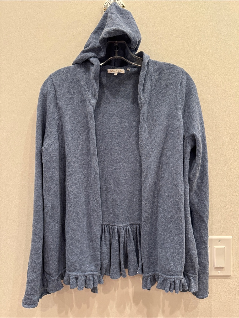 Minnie Rose Blue Open Cardigan with Ruffles size M